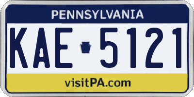 PA license plate KAE5121