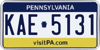 PA license plate KAE5131