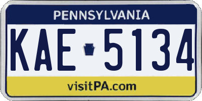 PA license plate KAE5134