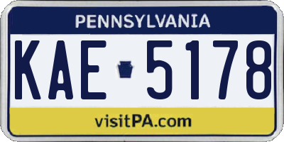 PA license plate KAE5178