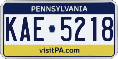 PA license plate KAE5218