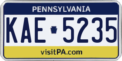 PA license plate KAE5235
