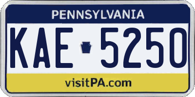 PA license plate KAE5250