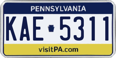 PA license plate KAE5311
