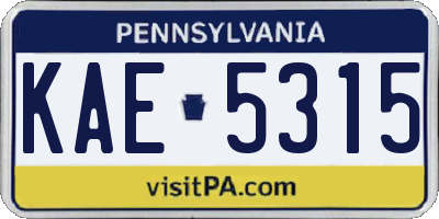 PA license plate KAE5315