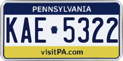 PA license plate KAE5322
