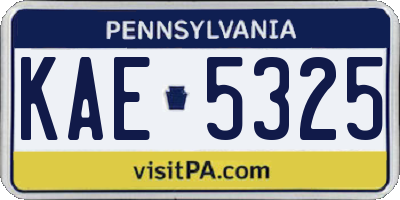 PA license plate KAE5325