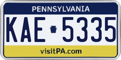 PA license plate KAE5335