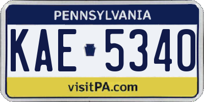 PA license plate KAE5340