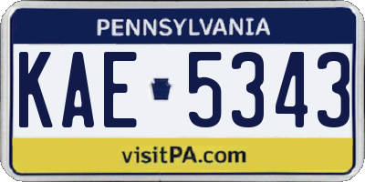 PA license plate KAE5343
