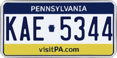 PA license plate KAE5344