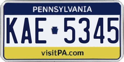 PA license plate KAE5345