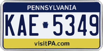 PA license plate KAE5349