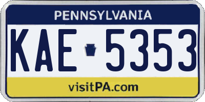 PA license plate KAE5353