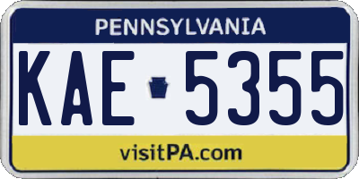 PA license plate KAE5355