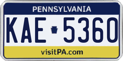 PA license plate KAE5360