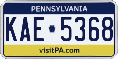PA license plate KAE5368
