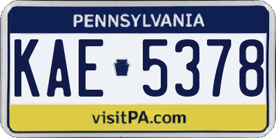 PA license plate KAE5378