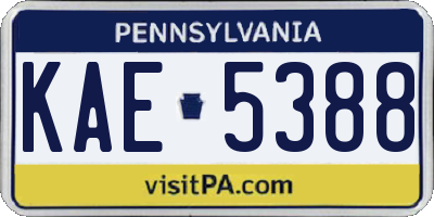 PA license plate KAE5388