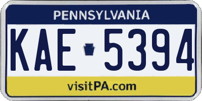 PA license plate KAE5394