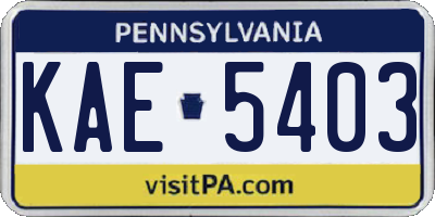 PA license plate KAE5403