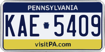 PA license plate KAE5409
