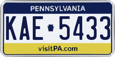 PA license plate KAE5433
