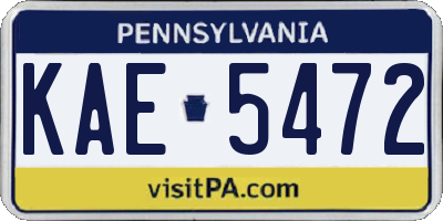 PA license plate KAE5472