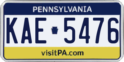 PA license plate KAE5476