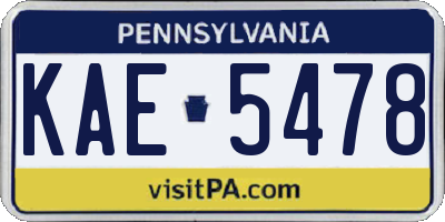 PA license plate KAE5478