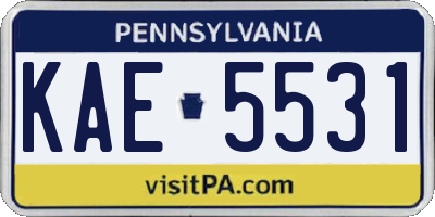 PA license plate KAE5531
