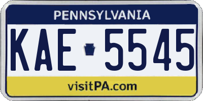 PA license plate KAE5545