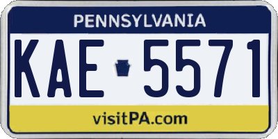 PA license plate KAE5571
