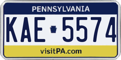 PA license plate KAE5574