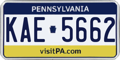 PA license plate KAE5662