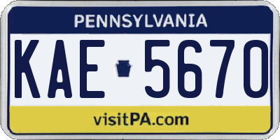PA license plate KAE5670