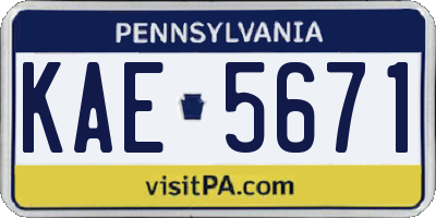 PA license plate KAE5671