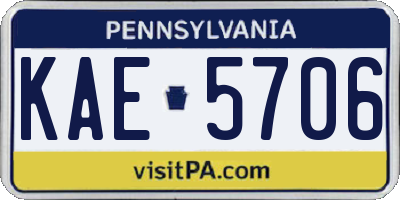 PA license plate KAE5706
