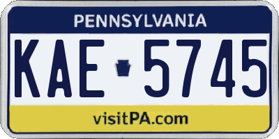 PA license plate KAE5745