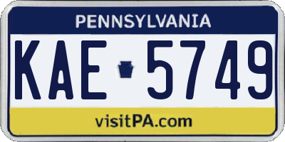 PA license plate KAE5749