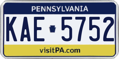 PA license plate KAE5752