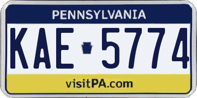 PA license plate KAE5774