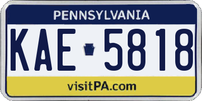 PA license plate KAE5818