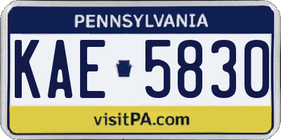 PA license plate KAE5830