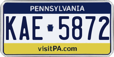 PA license plate KAE5872