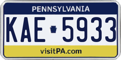 PA license plate KAE5933