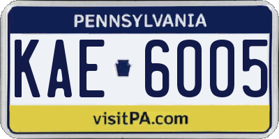 PA license plate KAE6005
