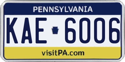 PA license plate KAE6006