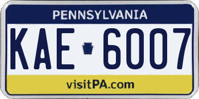 PA license plate KAE6007