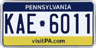 PA license plate KAE6011